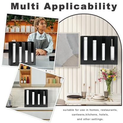 Wall Mount Portion Sauce Cup Lid Organizer Wood Sauce Cup Dispenser 4 Compartments Portion Cup and Lid Holder with Sponge Pad Cup Dispenser fits Cups Size 2 3 oz for Kitchen Counter Restaurant