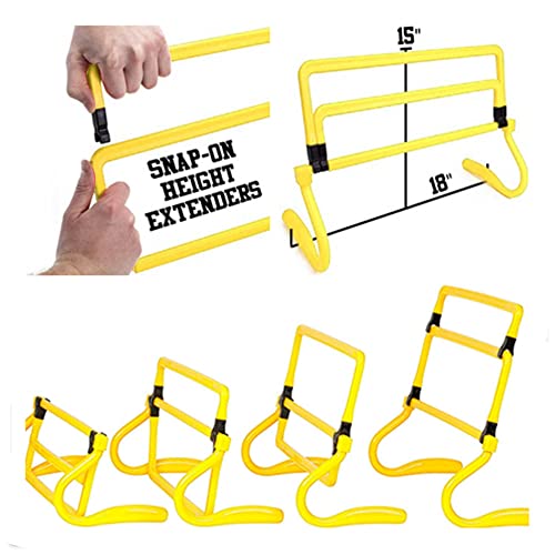 Adjustable Speed Training Hurdles Fitness & Speed Training Equipment with Agility Ladder - Plyometric Fitness & Speed Training – Hurdle/Obstacles for Soccer, Football, Track & Field - color: Yellow