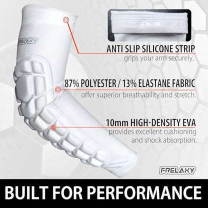 Frelaxy Elbow Pads, Padded Arm Sleeves for Volleyball and Football, 2 Pack - color: White, size: Large