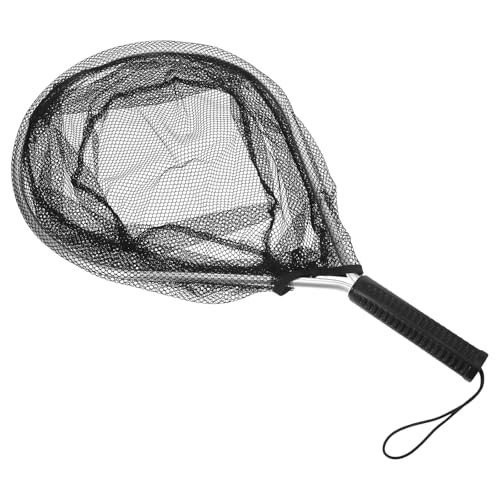 Small Handheld Fishing Net Fish Catch Net with Handle Portable Lightweight Fish Landing Tool for Freshwater Black Gray Mesh for Fishing and Catching