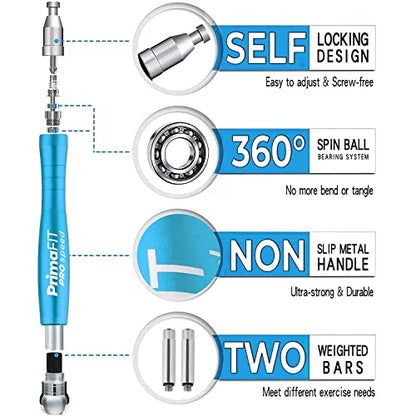 PrimaFIT Pro Speed Jump Rope for Adults, Weighted Skipping Rope for Boxing - color: Light Blue