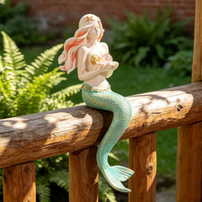 Teaeeno Unique Mermaid Fish Tank Decorations, Mermaid Statue House Ornament Kit, Aquarium Decor, Charming Mermaid Decor Statue, Resin Aquarium Décor Thematic Ornaments (Green)