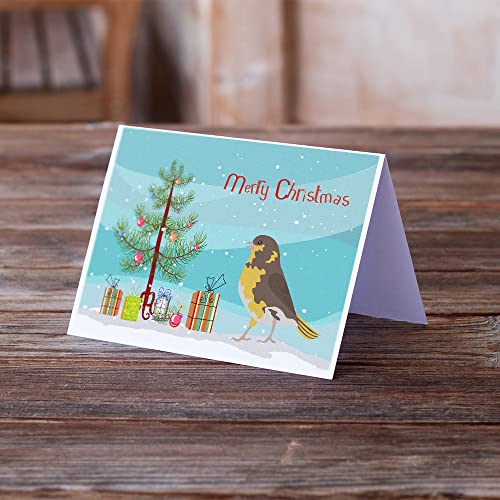 Caroline's Treasures CK4485GCA7P Spanish Canary Merry Christmas Greeting Cards and Envelopes Pack of 8 Blank Cards with Envelopes Whimsical A7 Size 5x7 Blank Note Cards - style: Birds - Spanish Canary