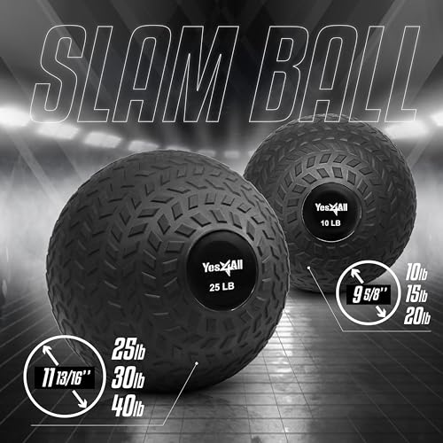 Yes4All Sand-Filled Slam Ball for Strength Training - color: Black, size: 15lbs