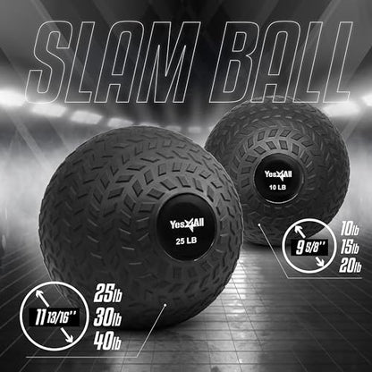 Yes4All Sand-Filled Slam Ball for Strength Training - color: Black, size: 25lbs