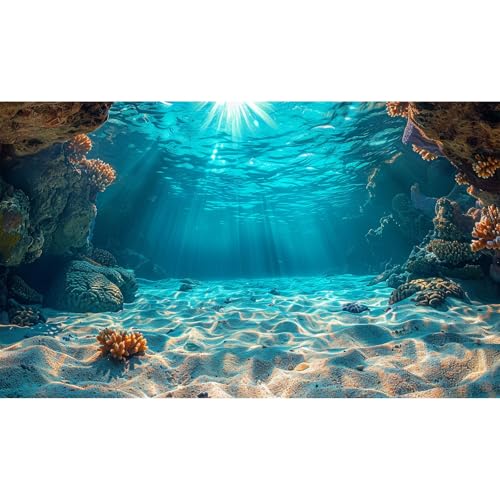 Under The Sea Tropical Seabed Aquarium Background Underwater Coral Reef Ocean Floor Fish Tank Background Stunning Sunray Crystal Clear Undersea Cave Sands Reptile Tank Terrarium Backgrounds 48x18in