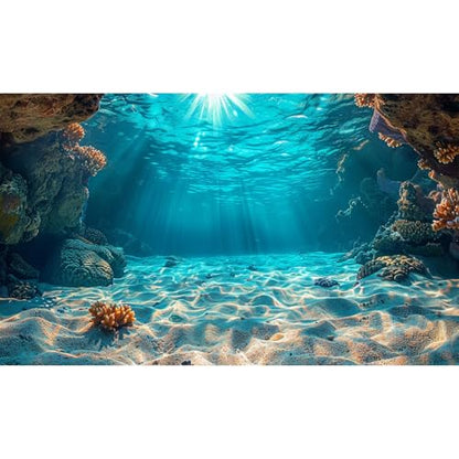 Under The Sea Tropical Seabed Aquarium Background Underwater Coral Reef Ocean Floor Fish Tank Background Stunning Sunray Crystal Clear Undersea Cave Sands Reptile Tank Terrarium Backgrounds 48x18in