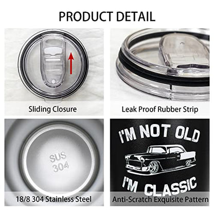 Dad Gifts for Men 30 Oz I'm Not Old I'm Classic Cup Tumbler Coffee Mug with Lid and Straw Mens Father's Day, Christmas and Birthday Gifts Idea 50th 60th 70th 80th - color: I'm Not Old-01