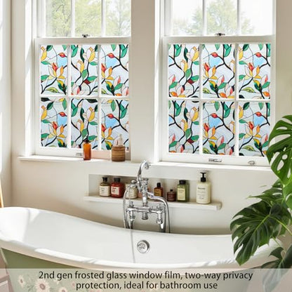 DKTIE 2nd Gen Frosted Glass Window Privacy Film for Glass Windows Two-Way Privacy Day and Night, Home Decor, Anti-UV, Anti-Glare, Heat Blocking (S691, 17.7in X 78.7in)