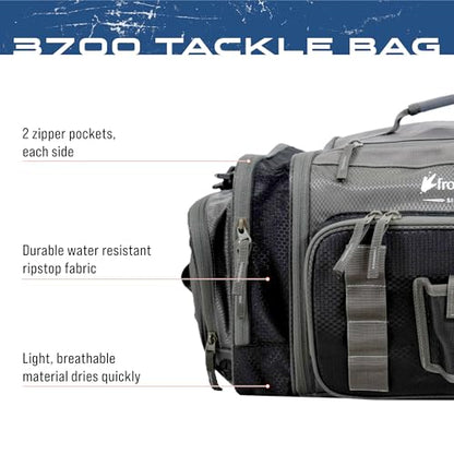 FROGG TOGGS Heavy Duty Fishing Tackle Duffle Bag, Includes Bait Trays, Black, 3700