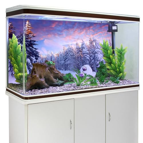 YongFoto Fish Tank Background - 24x12 inch Winter Snow Scene Aquarium Backdrop for Reptile Terrarium & Bearded Dragon Habitat - color: Purple 1, size: 24x12in/60x30cm