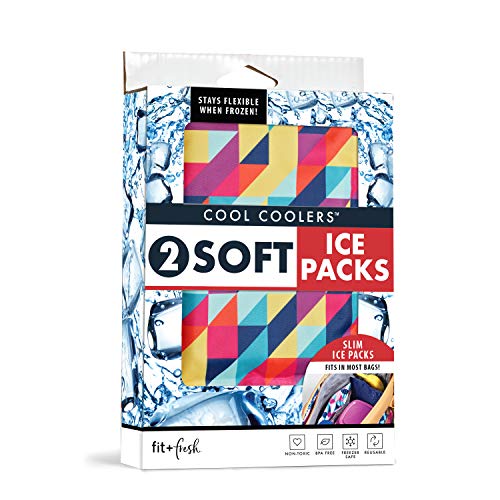 Fit & Fresh Cool Coolers Soft Ice Packs for Lunch Bags & Coolers, 2pk | Long-Lasting, Reusable Ice Packs, Flexible, BPA-Free, Freezer Packs for Lunch Boxes, Work, School, Breastmilk & Travel - color: Prism & Cobalt (2 Pack), size: Standard