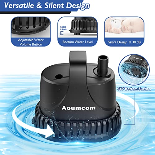200GPH Submersible Water Pump, 10W Water Fountain Pump, Aquarium Pump, 750L/H Water Pump with 7ft Power Cord for Garden Fountain, Water Table, Waterfall, Fish Tank, Pond, Hydroponics - size: 10W-200GPH