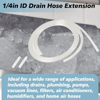 2-Pack Drain Hose Extension for Nugget & Opal Ice Maker, 1/4'' ID and 3.3 Feet Drain Hose Extension for Nugget Ice Maker, Ice Maker Hose Replacement Compatible with Nugget Accessories