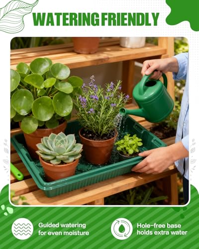 10 Packs Seed Starter Trays (No Drain Holes), 14.8"x9.6" Thicken Reusable Plant Grow Trays, Ideal for Seed Starting, Growing Microgreens, Indoor Gardening, 2.2" Deep