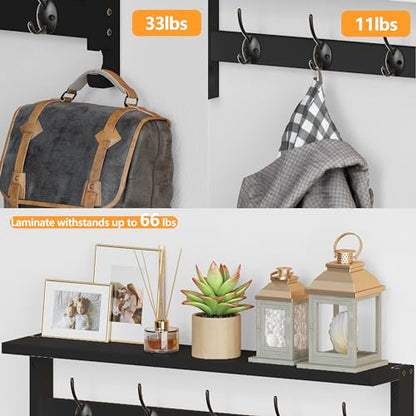 AMBIRD Coat Rack Wall Mount with Shelf, 28.9 Inches Coat Hooks Wall Mounted with 5 Hooks, Hat Wall Hooks for Hanging in Entryway, Living Room, Bathroom, Bedroom (Black, 28.9 * 4.5 inches) - color: Black, size: 5 Hooks 28.9" L