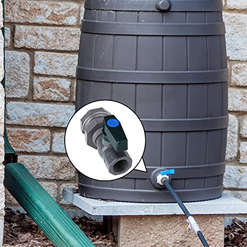 Firlar PVC Spigot Rain Barre Faucet Kit 3/4 Inch Rain Barrel Valve, Rain Barrel Diverter Kit with Bulkhead Fitting and Hose Adapter Rain Barrel Diverter Kit for Water Tanks, Aquarium (3/4 Inch, DN20)