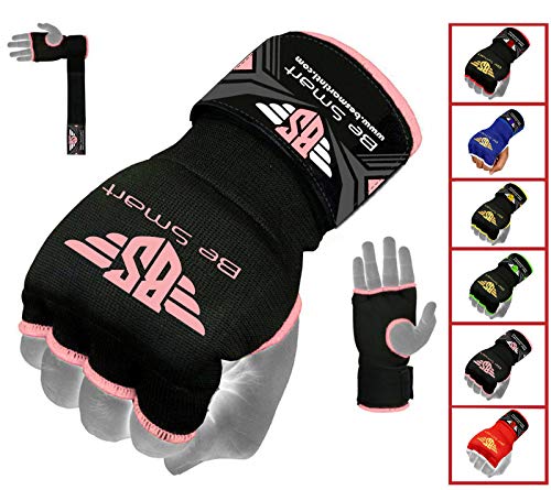 Gel Inner Hand Wraps Boxing Gloves Bandages Muay Thai, MMA, UFC, Kick Boxing Protective Gear Pair - color: Black/ Pink, size: Small
