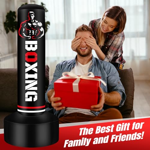 Heavy Punching Bag for Adults Teens, 70" Freestanding Punching Bag with Stand Kickboxing Bags, Women Men Heavy Boxing Bag for Beginners Training MMA Karate Muay Thai Fitness