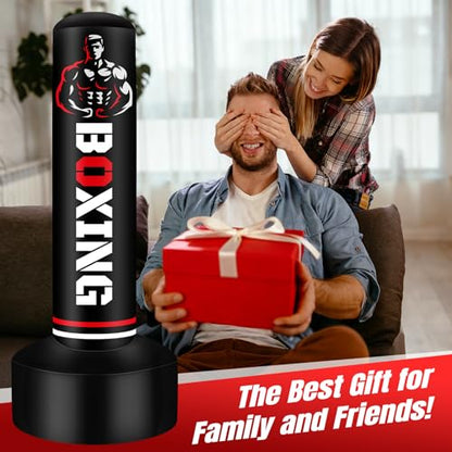 Heavy Punching Bag for Adults Teens, 70" Freestanding Punching Bag with Stand Kickboxing Bags, Women Men Heavy Boxing Bag for Beginners Training MMA Karate Muay Thai Fitness