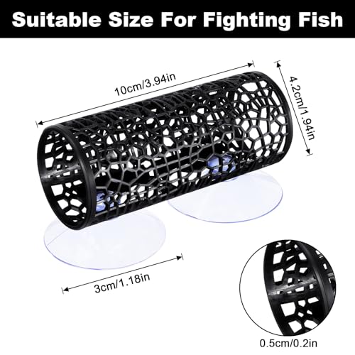 Betta Tunnel Black - Betta Fish Tank Accessories Hollow Hammock Hideout Tube Shelter Black Bettas Fishs Tunnel Hammock with Suction Cups for Small Fish & Shrimp, Aquarium Decor & Hideout Tube
