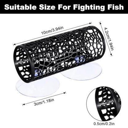 Betta Tunnel Black - Betta Fish Tank Accessories Hollow Hammock Hideout Tube Shelter Black Bettas Fishs Tunnel Hammock with Suction Cups for Small Fish & Shrimp, Aquarium Decor & Hideout Tube