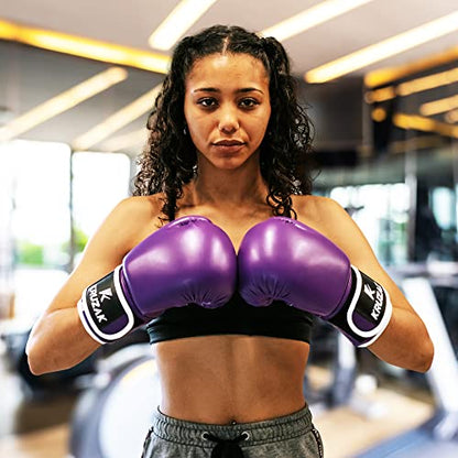 Kruzak Plain Boxing Gloves for Sparring, Kickboxing, Muay Thai, Martial Arts & MMA Fighting - Men & Women Punch Bag Mitts Training and Focus Pads Punching - color: Purple, size: 10 oz