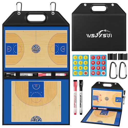 Basketball Coaching Board, Magnetic Basketball Board for Coaches | Foldable Leather, Professional Tactic Board, Dry Erase Strategy Whiteboard, Carry Handle, Lightweight - style: Basketabll