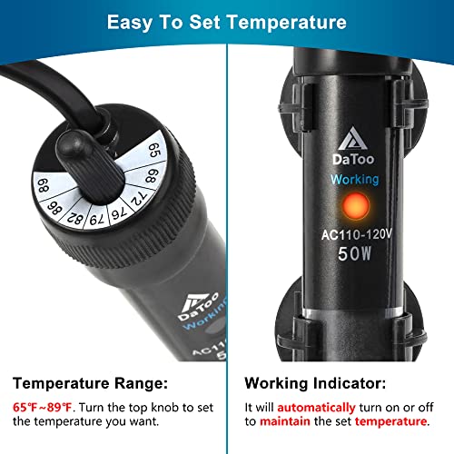 Aquarium Heater Adjustable 50W Submersible Fish Tank Heater with Electronic Chip Thermostat Suitable for Marine Saltwater and Freshwater - size: 50Watt