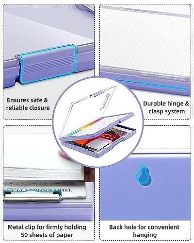 Clipboard with Storage, Nurse Dry Erase Clip Board, 8.5x11, Light Purple - color: Light Purple