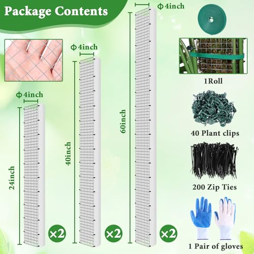 24"+40"+60" Metal Moss Pole - 6 Pack D Shape Sphagnum Moss Pole, Moss Poles for Climbing Plants, Monstera, Climbing Plants Indoor