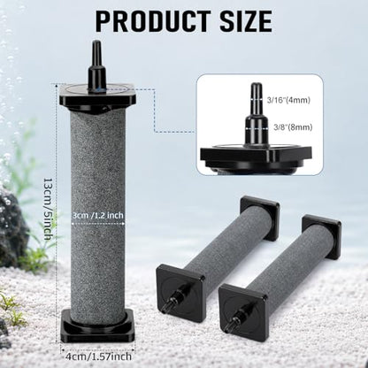 Nuanchu 12 Pack Aquarium Air Stones 5 Inch Fish Tank Air Stone Cylinder High-Temperature Sintered Ceramic Pump Bubble Diffuser Release Tool for Outdoor Small Pond Garden Circulation System