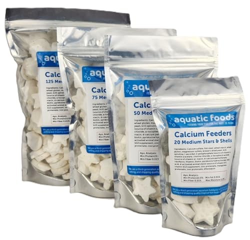 Medium Size Calcium Feeder Stars & Shells for Shrimp, Snails, Crabs, Crayfish, Hermit Crabs and All Tropical Fish…50 Count Bag - size: 50 Count (Pack of 1)