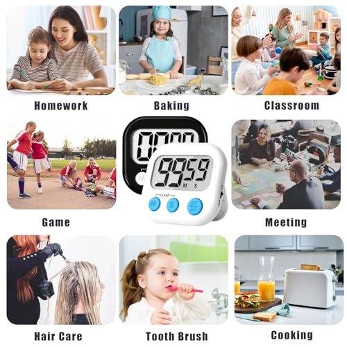 ZILLEEN Classroom Timer for Kids Teachers 2 Pack Digital Timers Black White - color: Black & White