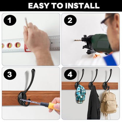 Wall Hooks for Hanging, 20-Pcs Heavy Duty Metal Coat Hooks, for Living Room, Bathroom, Kitchen, Bedroom for Coats, Towel, Hat, Key, Closet, Bag (Black) - color: 20pcs-Black