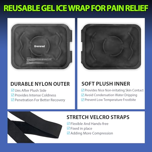 Ice Packs for Injuries Reusable Knee Gel Ice Pack Wrap for Swelling Black | Pliable Low-Freeze Gel, Multi-Joint Pain Relief, Hands-Free Secure Strap, Accelerated Recovery Tool, Large - color: 1pc Knee Ice Wrap-black