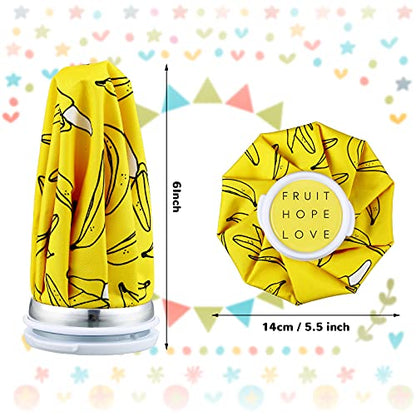 Honoson 4 Pack Reusable Ice Bags Hot Cold Bag Leakproof,Cute Fruit Style | Reusable Ice Pack, Ice Bags Hot Water Bag,Screw Cap No-Leak Elastic Breathable for Sports & Home Use,Wide Opening Easy Fill - style: Cute Fruit Style