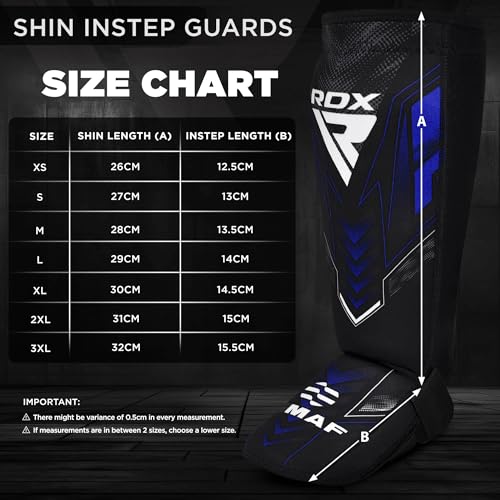 RDX IMMAF Approved Shin Guards, Competition Level Neoprene Shin Pads for Sparring and Grappling, MMA Kickboxing, Professional Shin Insteps Protection, Men Women - color: Blue, size: X-Large