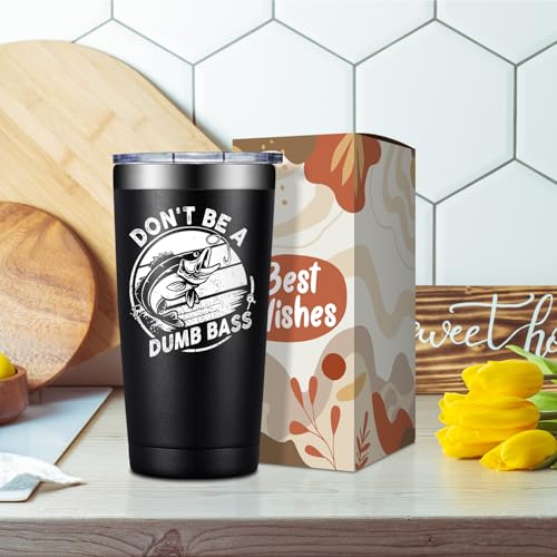 Grifarny Fishing Gifts for Men - Fathers Day Gift for Fisherman - Fishing Gifts for Husband, Dad, Boys, Grandpa - Fish Tumbler Cup 20 Oz - color: Fishing Gifts Black