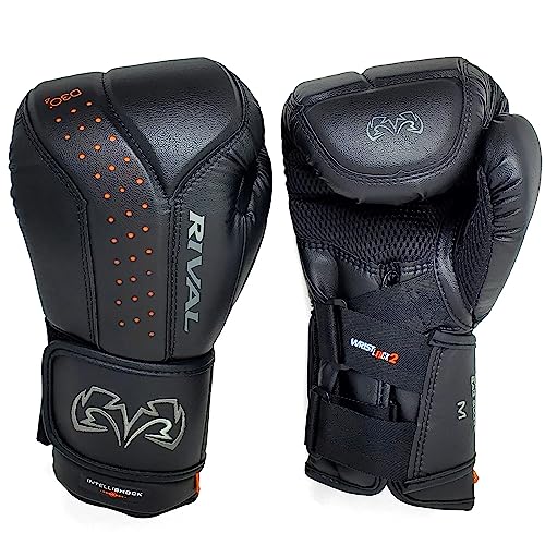 RIVAL Boxing RB10 Intelli-Shock Bag Gloves, Hook and Loop Closure - Ergonomic Fit, 1.25” of Closed Cell Foam for Intense Bag Use - color: Black, size: Medium