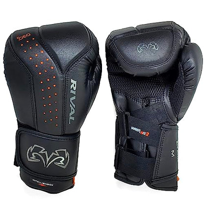 RIVAL Boxing RB10 Intelli-Shock Bag Gloves, Hook and Loop Closure - Ergonomic Fit, 1.25” of Closed Cell Foam for Intense Bag Use - color: Black, size: Medium