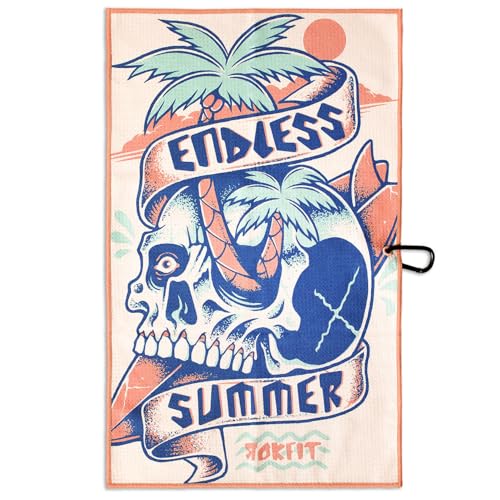 RokFit Multi-use Bold Graphic Towel with Carabiner Clip. (Endless Summer) - color: Endless Summer