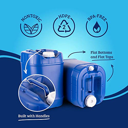 5-Gallon Stackable Water Storage Containers, Emergency Water Storage for Camping and Disaster Preparedness, 40 Gallons - style: 40 Gallon Kit (8 Containers)