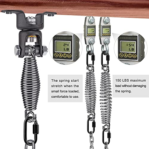 BeneLabel Heavy Bag Ceiling Mount with Spring & Chains 360° Rotation Punching Bag Ceiling Hanger with Bearings Boxing Bags Holder Hardware with 2 Wood Screws and 2 Expansion Screws - color: Hanger with 5.9" Oval Spring (220 LBs Capacity)