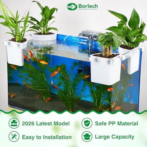 2026 Latest Model Large Aquarium Corner Planter Hanging Plant Holder for Fish Tank Aquaponic Plant Cultivation and Aquascape Accessories Decorations (1 Pack) White