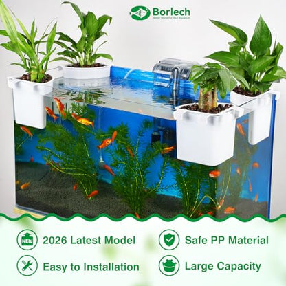 2026 Latest Model Large Aquarium Corner Planter Hanging Plant Holder for Fish Tank Aquaponic Plant Cultivation and Aquascape Accessories Decorations (1 Pack) White