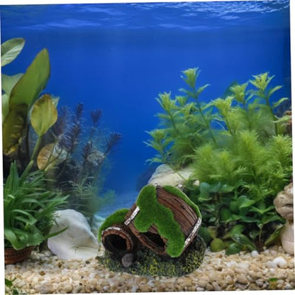 Beaupretty Broken Barrel Aquarium Decoration Resin Dual-Barrel Fish Tank Hideout Freshwater Shrimp Cave for Betta Fish and Aquatic Pets