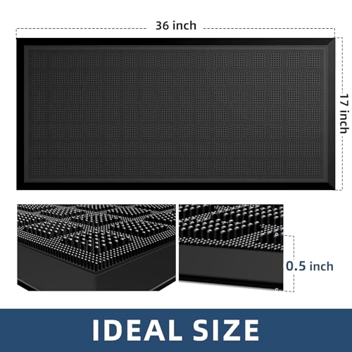 All-Weather TPE 36x17 Inch Versatile Mat -Indoor and Outdoor Non-Slip Boot Tray Floor Door Mat with Drainage Option for Home, Kitchen and Bath