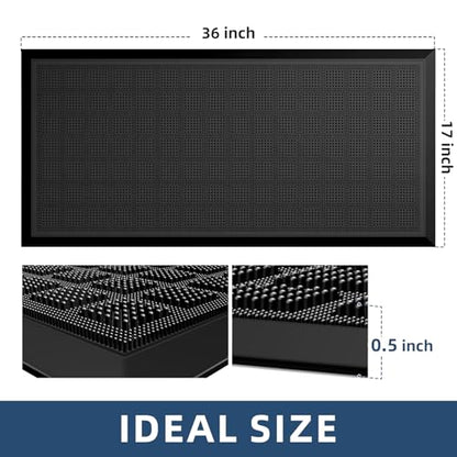 All-Weather TPE 36x17 Inch Versatile Mat -Indoor and Outdoor Non-Slip Boot Tray Floor Door Mat with Drainage Option for Home, Kitchen and Bath