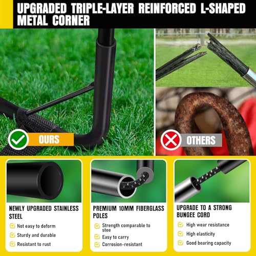 Agility Ladder & Soccer Goal Training Set, 20ft Speed Ladder with Cones, Hurdles, Jump Rope & Parachute, Plus 2 Pack Pop Up Kids Soccer Goals with Ball & Cones for Backyard Sports Practice